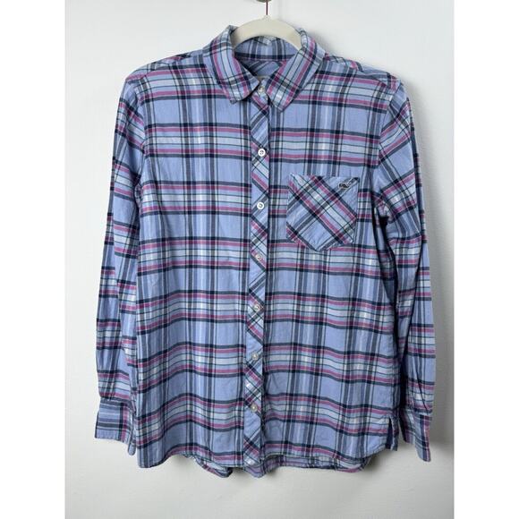 Vineyard Vines Blue Plaid Preppy Country Western Cottage Button Down Flannel 0 - Picture 1 of 6